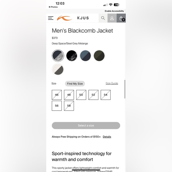 KJUS lightweight men’s puffer jacket 2023 season - Picture 3 of 5